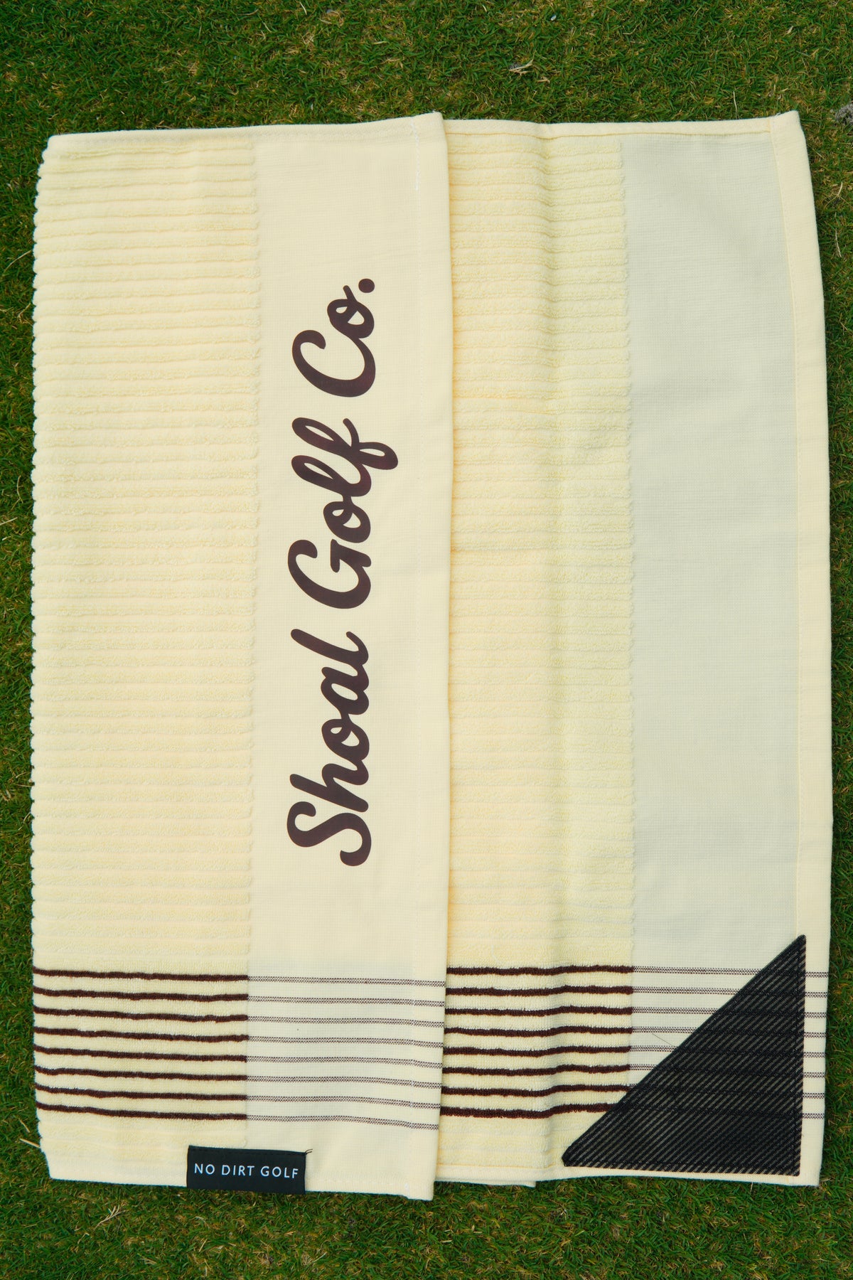 Shoal X No Dirt Caddie Towel Cream with Brown Stripes