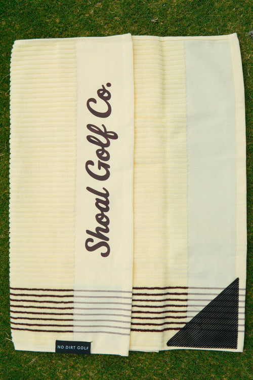 Shoal X No Dirt Caddie Towel Cream with Brown Stripes