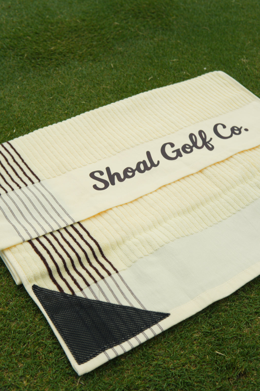 Shoal X No Dirt Caddie Towel Cream with Brown Stripes