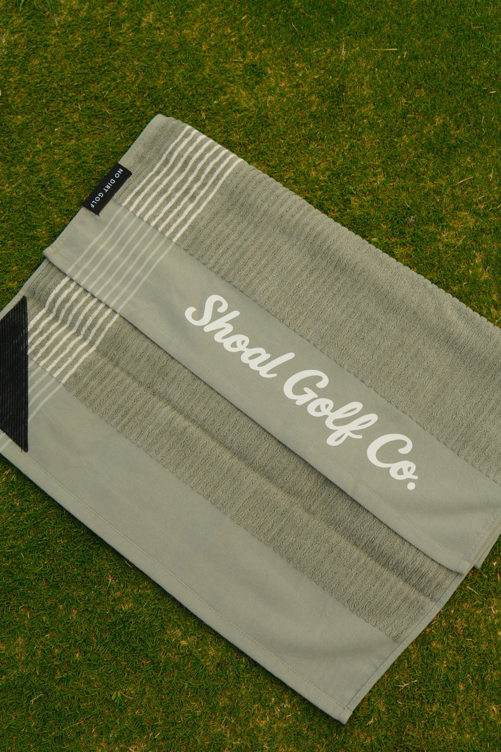 Shoal X No Dirt Caddie Towel Olive with Cream Stripes