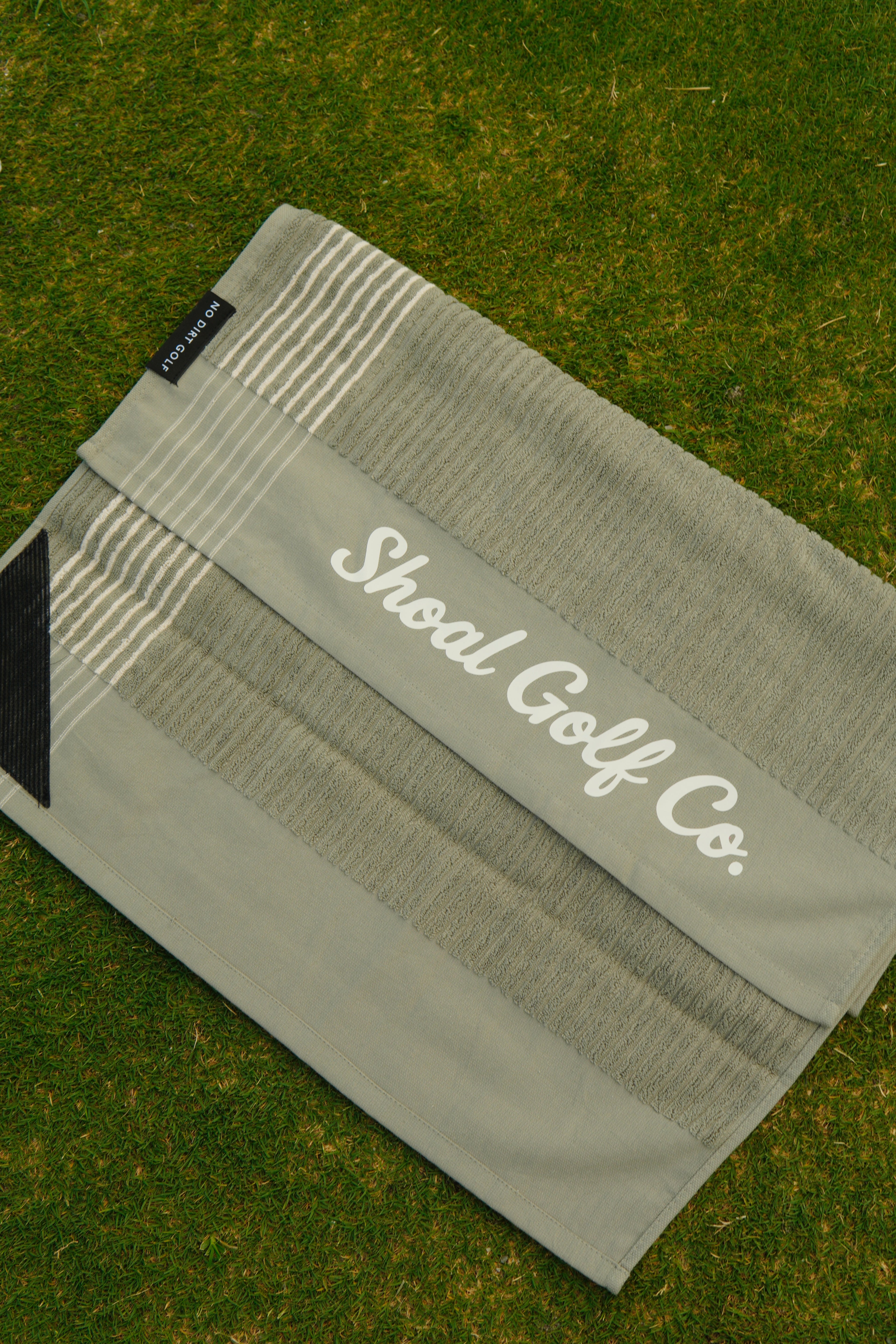 Shoal X No Dirt Caddie Towel Olive with Cream Stripes