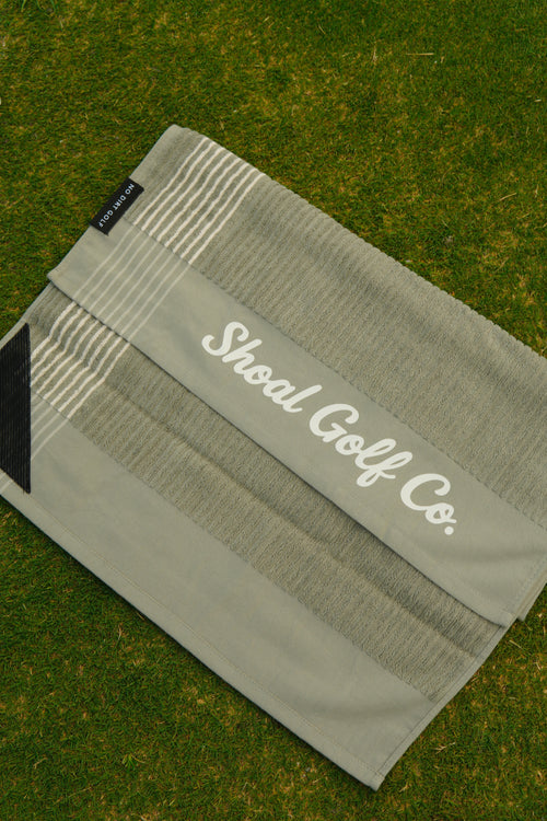 Shoal X No Dirt Caddie Towel Olive with Cream Stripes